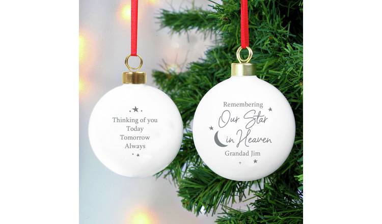 Personalised Message Our Star In Heaven Christmas Bauble