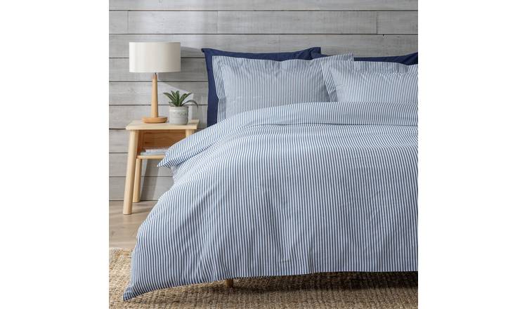 Habitat Cotton Denim Blue Stripe Bedding Set - Single