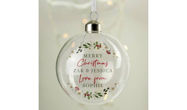 Personalised Message Christmas Bauble - Clear Glass