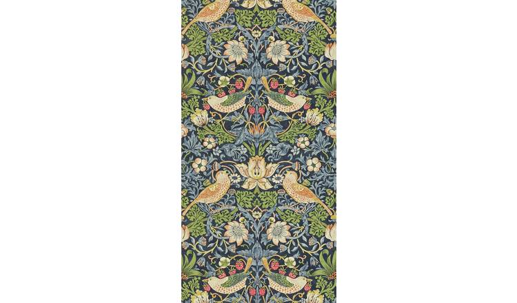 Morris & Co. Strawberry Thief Blue Floral Wallpaper