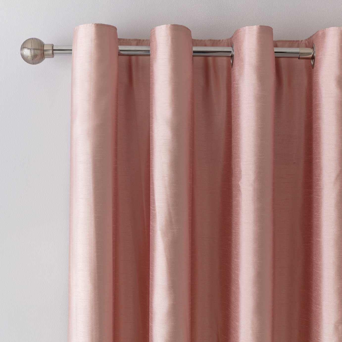 Habitat Faux Silk Fully Lined Eyelet Curtains - Blush