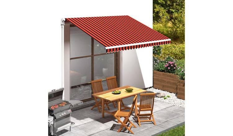 Walplus Polyester Awning Replacement Fabric - Orange and Brown - 350 x 250 cm