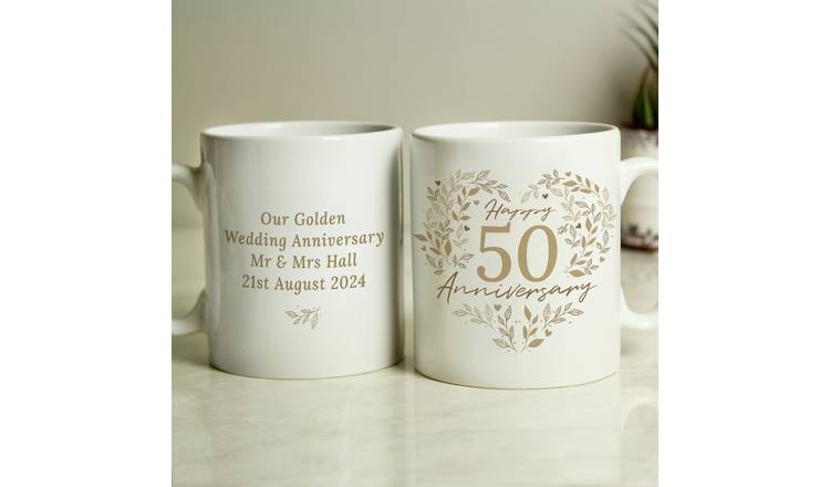 Personalised Message 50th Golden Wedding Anniversary Mug