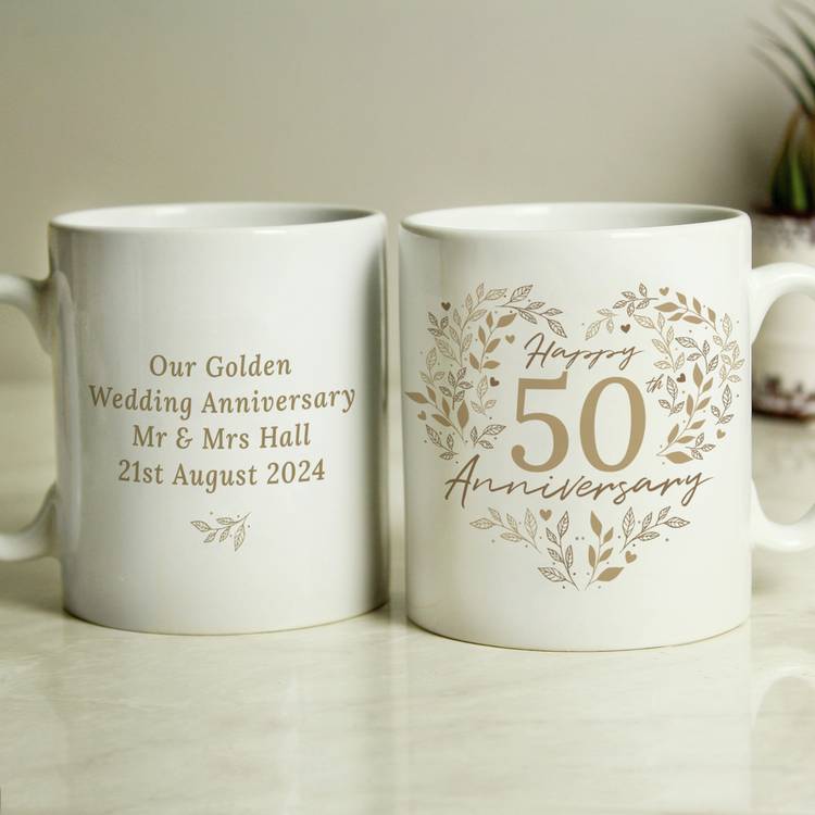 Personalised Message 50th Golden Wedding Anniversary Mug 0