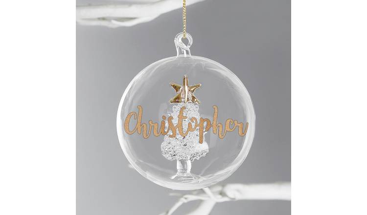 Personalised Message Gold Glitter Name Only Christmas Bauble