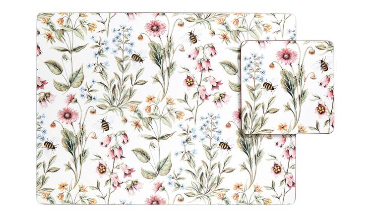 Argos Home Set of 4 Bee Floral Placemats and Coasters