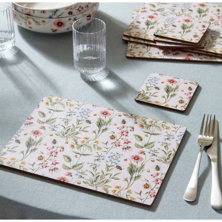 Argos Home Set of 4 Bee Floral Placemats and Coasters 0