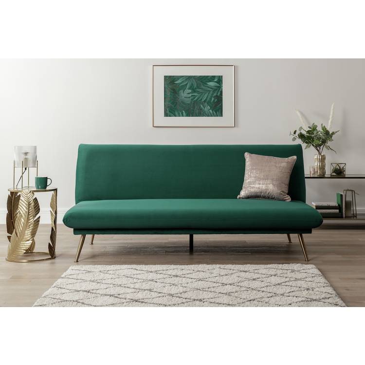 Habitat Matteo Velvet 2 Seater Sofa Bed - Green 0