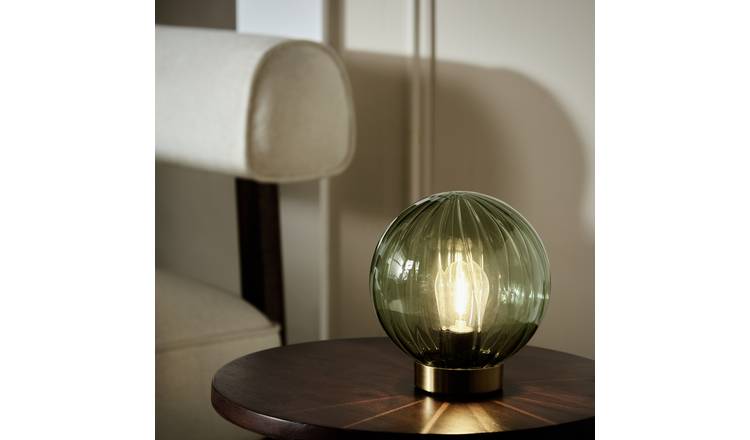 Argos Home Globe Battery Powered Table Lamp - Brass & Green