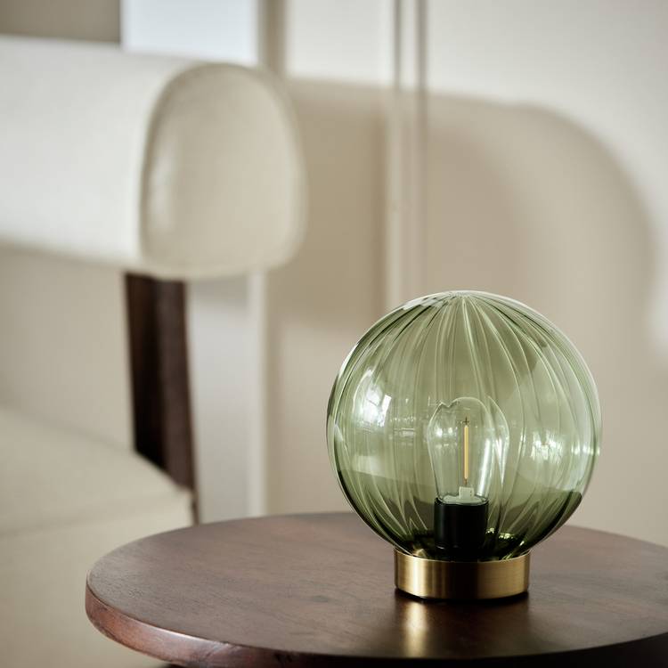Argos Home Globe Battery Powered Table Lamp - Brass & Green 0
