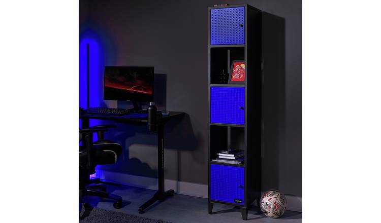 X Rocker Mesh-Tek Tall 5 Cube Storage Unit - Blue and Black