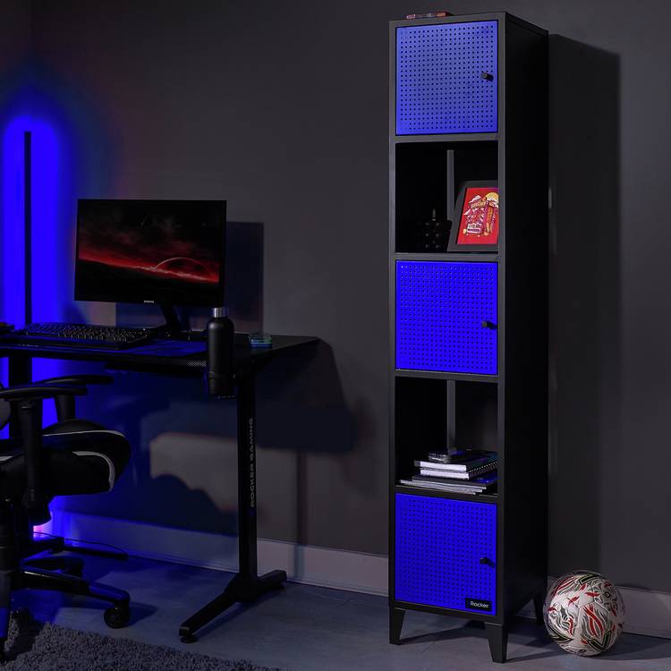X Rocker Mesh-Tek Tall 5 Cube Storage Unit - Blue and Black 0