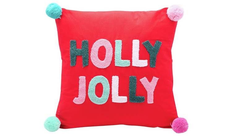 The Seasonal Gift Co Holly Jolly Christmas Cushion