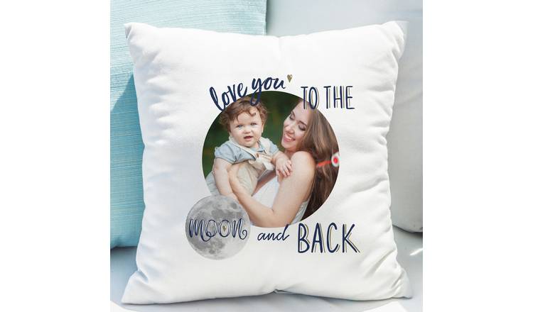 Personalised Message Moon And Back Photo Cushion