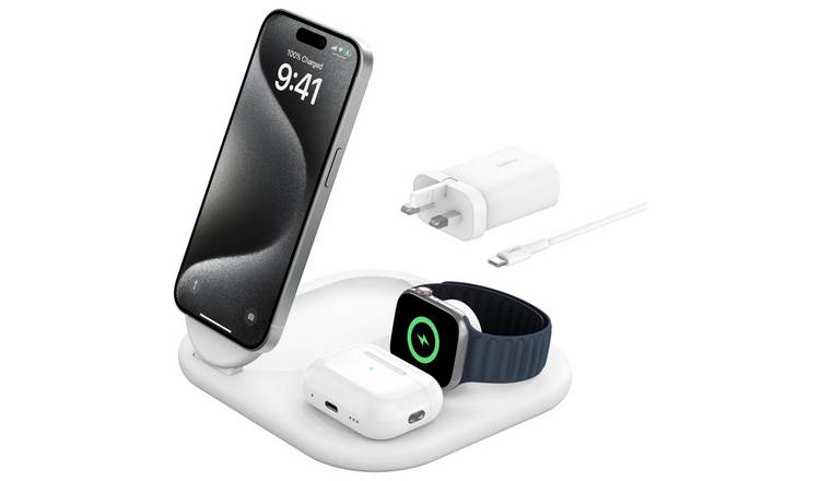 Belkin 3 in 1 MagSafe Compatible Wireless Charger Qi2- White