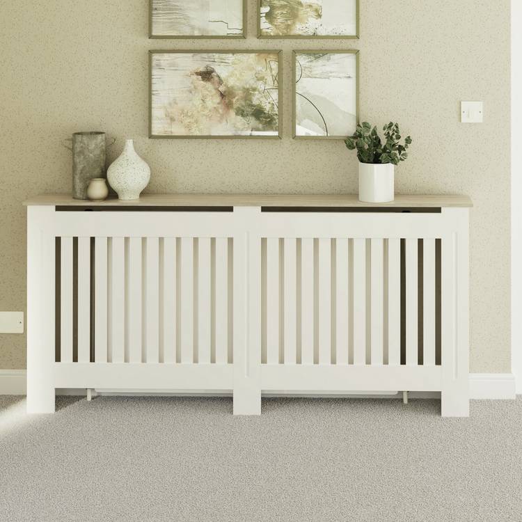 GFW Longslow Extra Large Radiator Cover - White & Oak 0