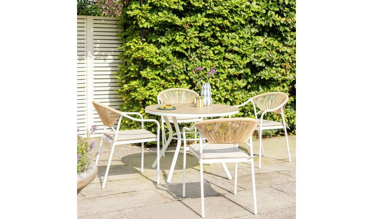 Habitat Elvas 4 Seater Metal Patio Set - Natural