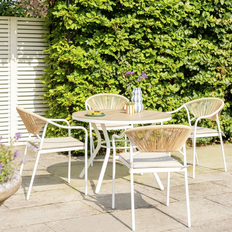 Habitat Elvas 4 Seater Metal Patio Set - Natural 0