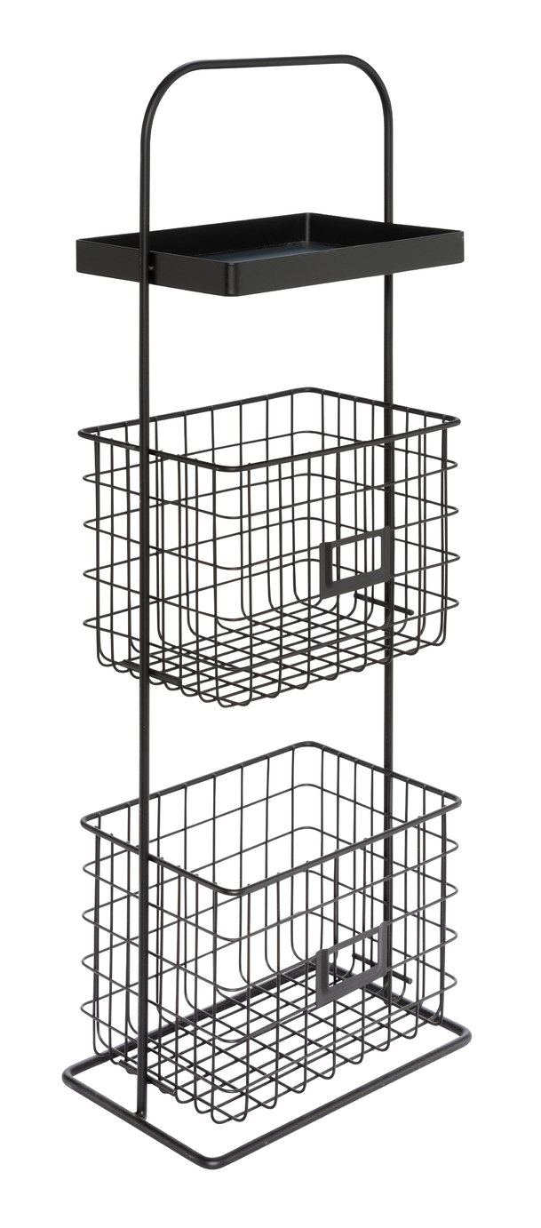 Habitat Free Standing 2 Tier Wire Unit - Matt Black