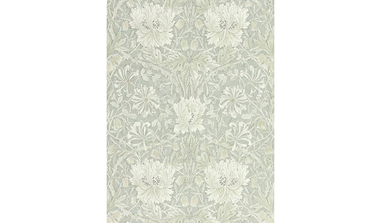 Morris & Co. Honeysuckle and Tulip Grey Floral Wallpaper