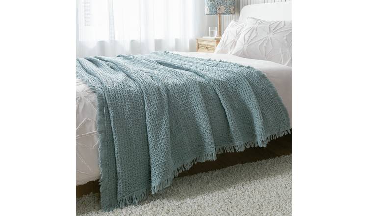 Habitat Waffle Seafoam Throw - Green - 150x200cm