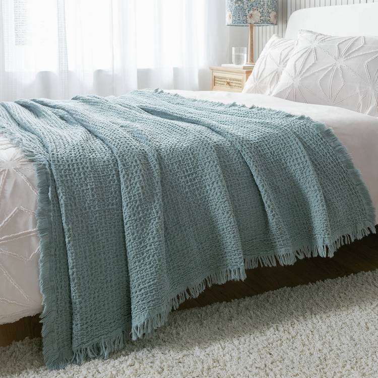 Habitat Waffle Seafoam Throw - Green - 150x200cm 0