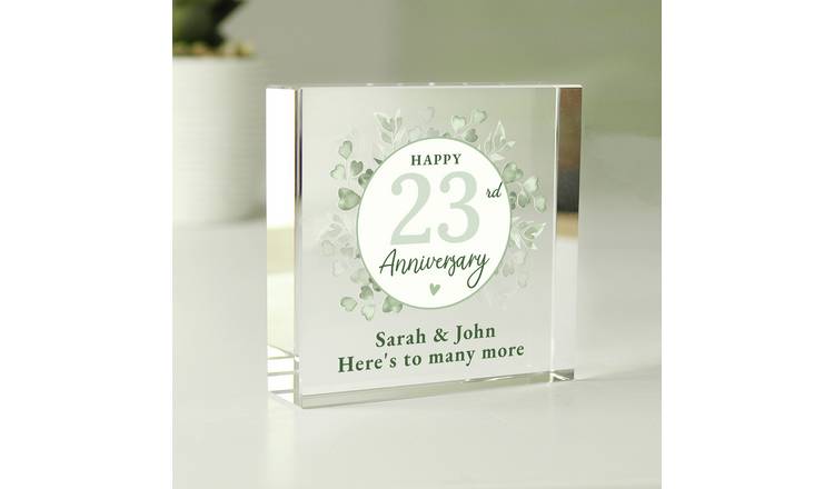 Personalised Message Anniversary Glass Block