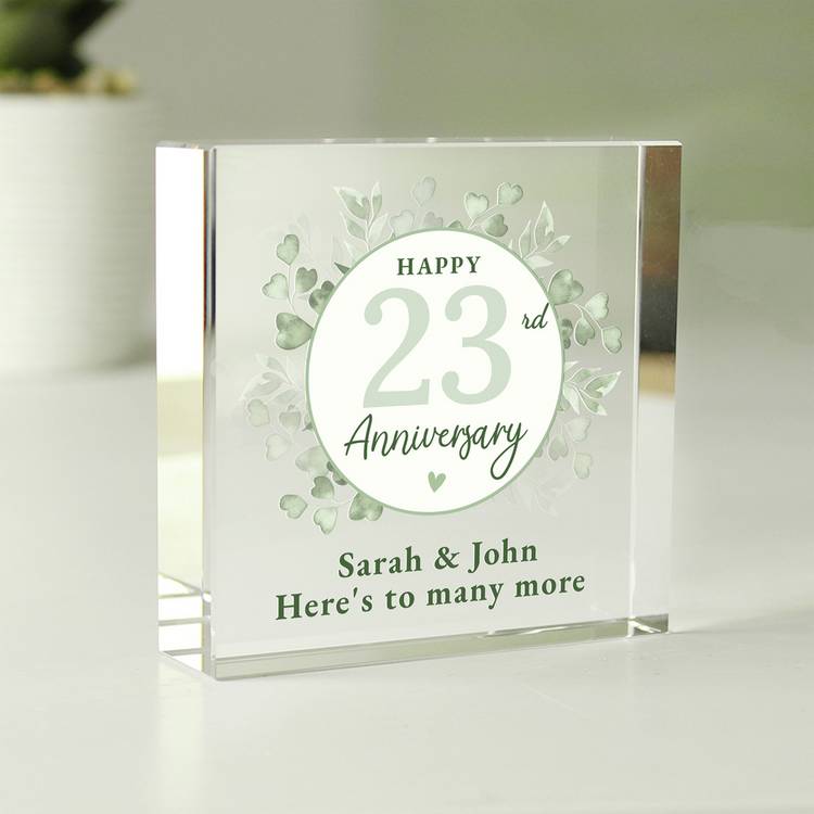 Personalised Message Anniversary Glass Block 0