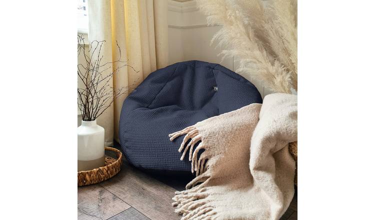 rucomfy Kids Slouch Waffle Bean Bag - Navy Blue