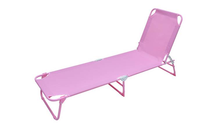 Argos Home Metal Folding Sun Lounger - Pink 0