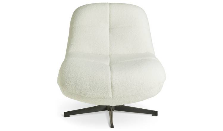 Argos Home Teddy Boucle Swivel Chair - Cream