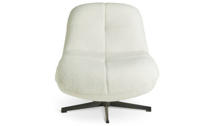 Argos Home Teddy Velvet Swivel Chair - Cream