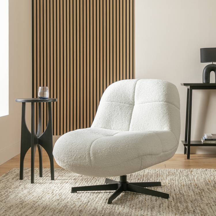 Argos Home Teddy Boucle Swivel Chair - Cream 0