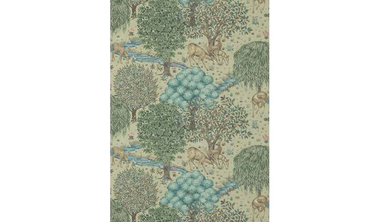 Morris & Co. The Brook in a Garden Green Floral Wallpaper 