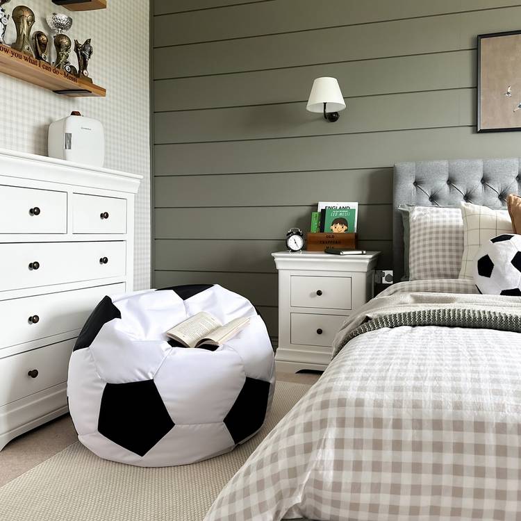 rucomfy Kids Mini Slouch Football Bean Bag Chair - Black 0