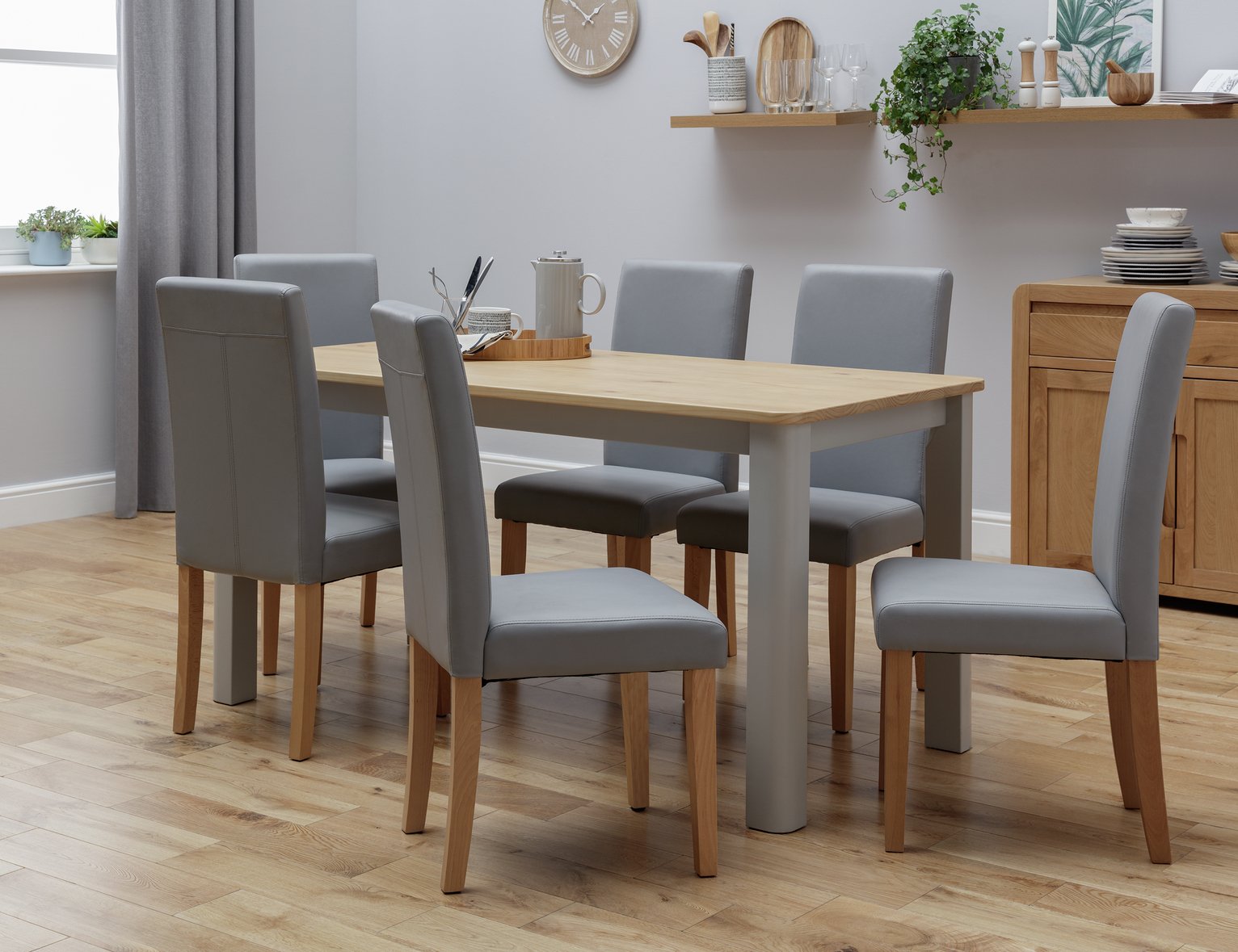 Argos Home Bournemouth Solid Wood Table & 6 Grey Chairs Review