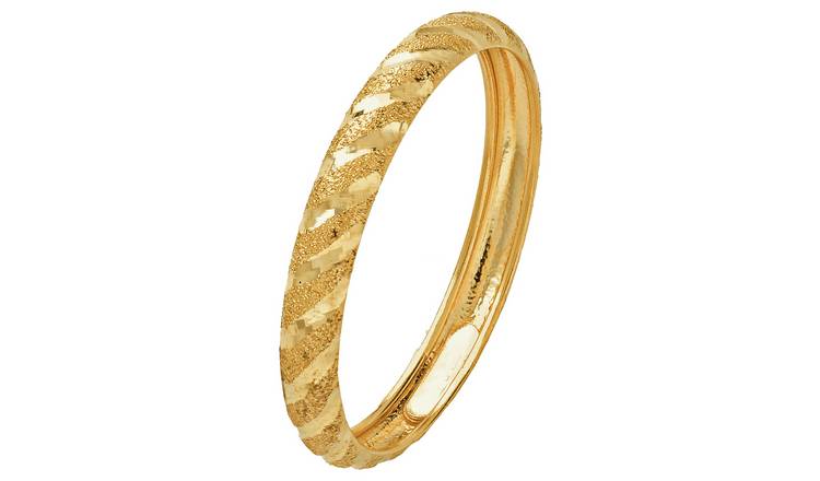 Revere 9ct Gold Diamond Cut Satin Wedding Ring - S