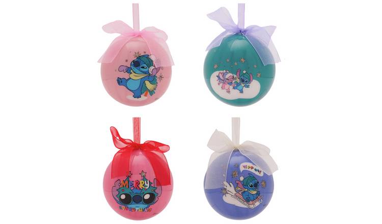 Disney Stitch Pack of 4 Christmas Baubles