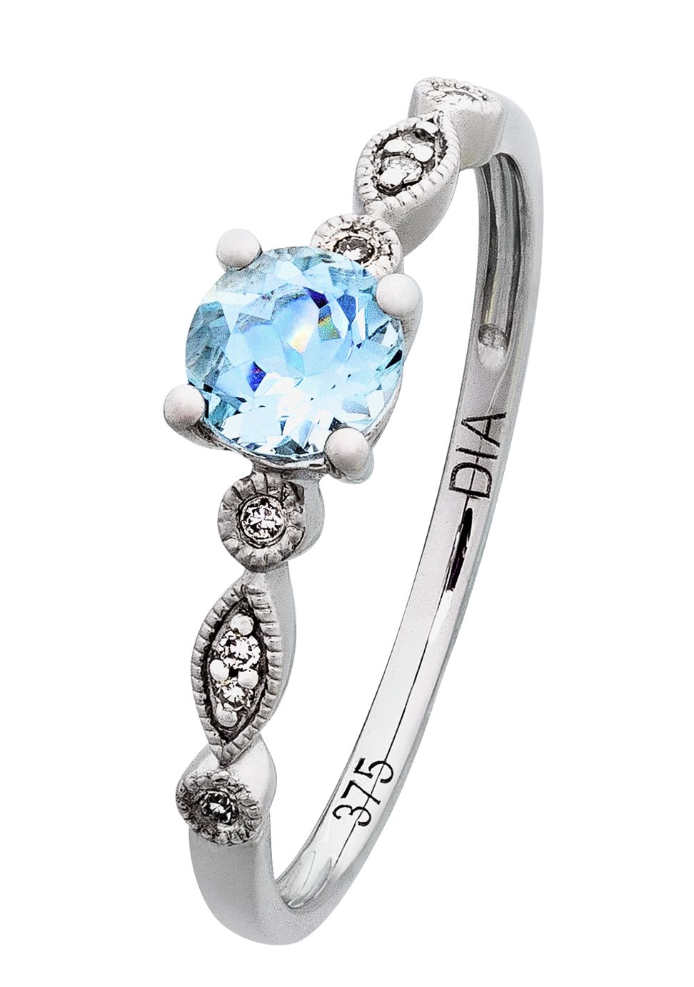 Revere 9ct White Gold Aqua & Diamond Accent Vintage Ring Review