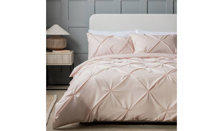 Habitat Pinch Pleat Pintuck Pink Bedding Set - King size