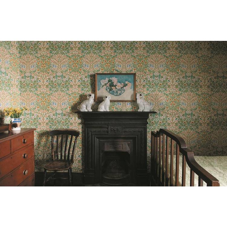 Morris & Co. Blackthorn Spring Green Floral Wallpaper 0