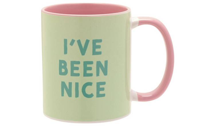 The Seasonal Gift Co I've Been Nice Pink Handled Mug