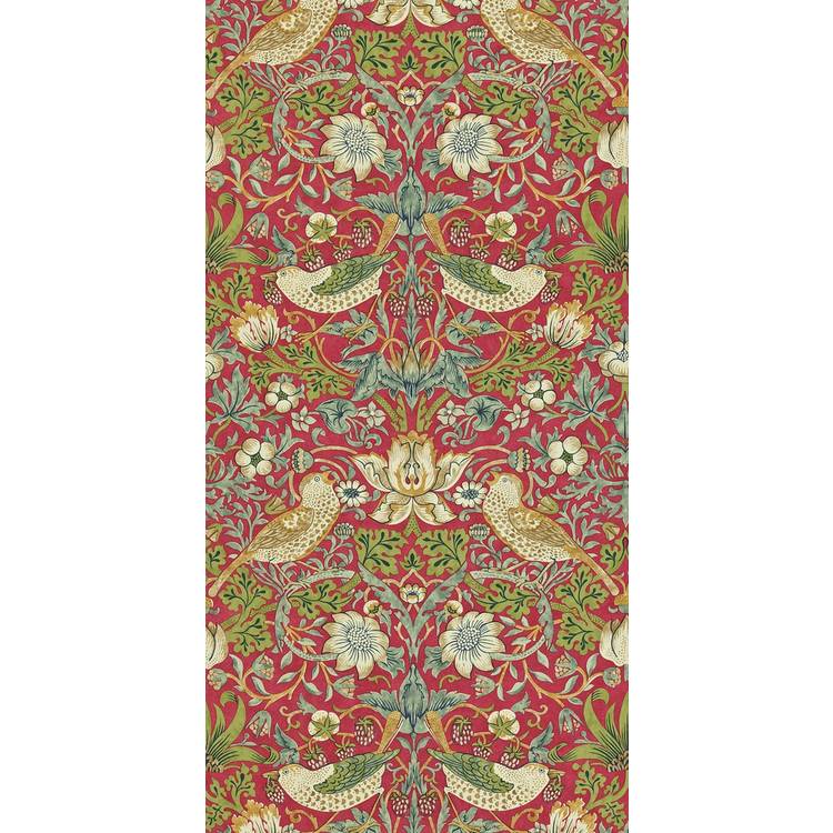 Morris & Co. Strawberry Thief Red Floral Wallpaper 0