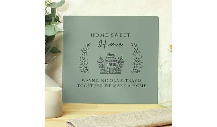 Personalised Message Home Glass Chopping Board