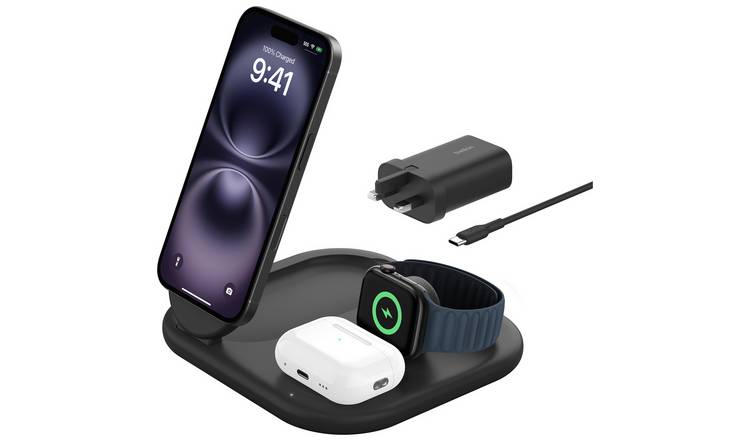 Belkin 3 in 1 MagSafe Compatible Wireless Charger Qi2- Black