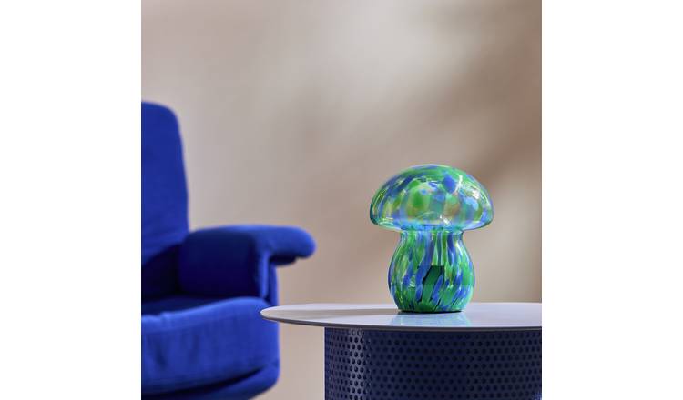 Habitat Mushroom Glass Confetti Table Lamp - Blue & Green