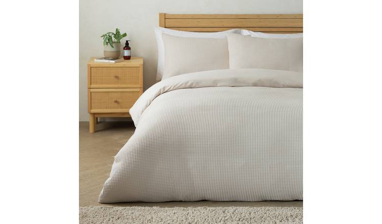 Habitat Chunky Waffle Cream Bedding Set - King size