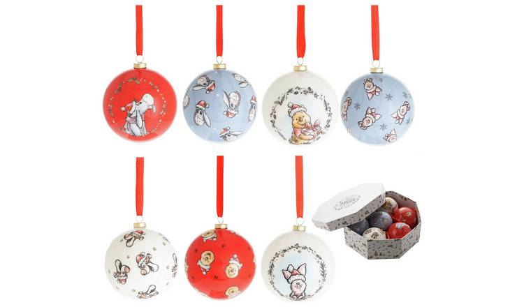 Disney Winnie The Pooh Pack of 7 Christmas Baubles