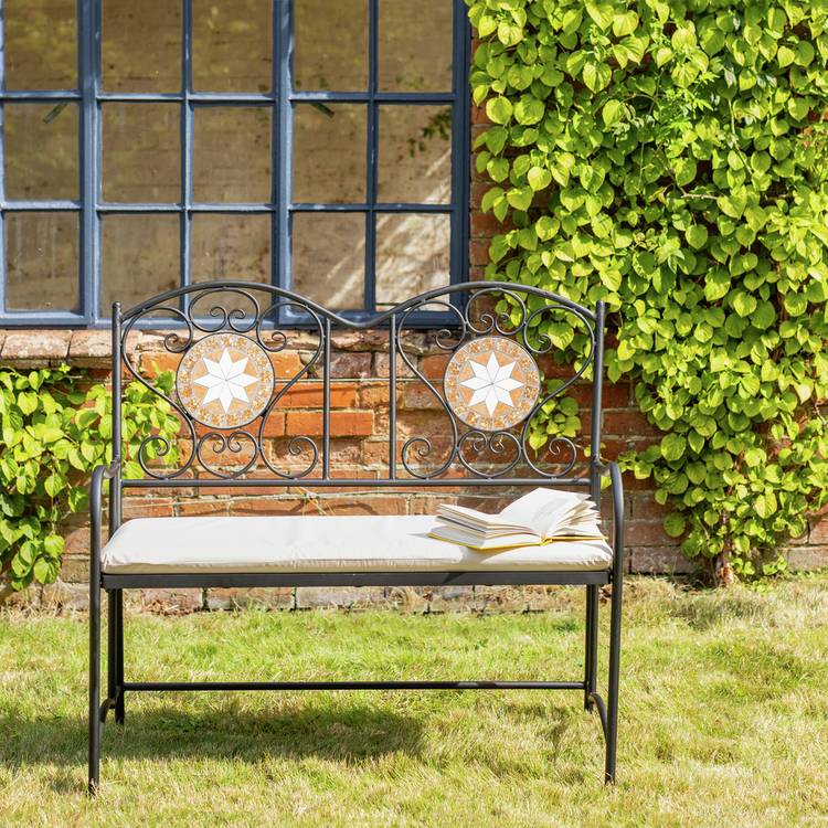 Argos Home Genoa 2 Seater Metal Garden Bench - Black 0