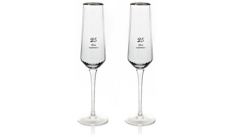 Amore by Juliana Set of 2 25th Anniversary Flute Glasses